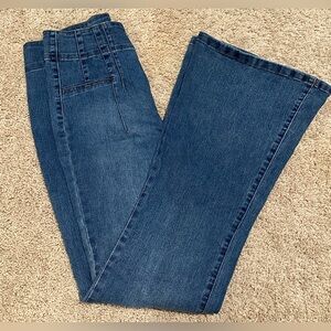 True Craft Women’s Corset Waist Flair Jeans Size 10 Medium Wash Stretch